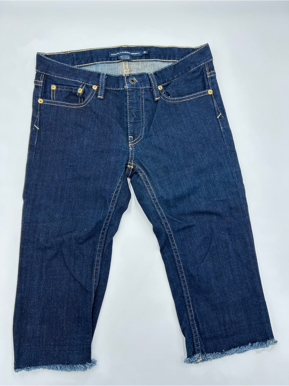 Ralph Lauren Sport Women’s Dark Blue Cropped Frayed-Hem Capris 27